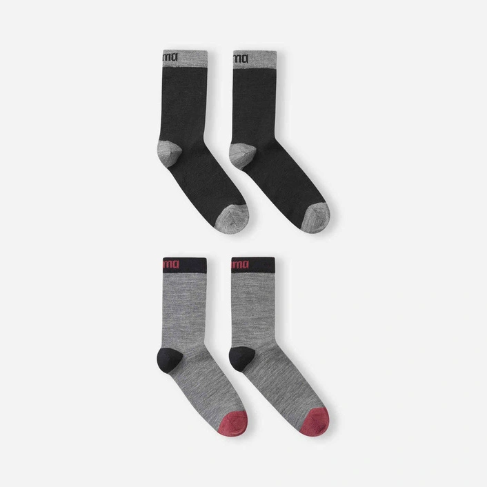 Reima skarpety wełniane dziecięce Parit 2-pack czarne 5300309A