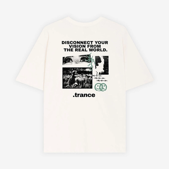 Kaotiko Disconnected Your Vision Organic Cotton Ivory T-shirt AR055-01S-G002