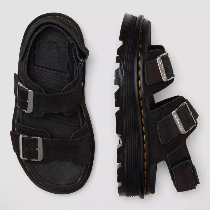Dr. Martens sandały na platformie Zebzag zamszowe czarne damskie 42689001