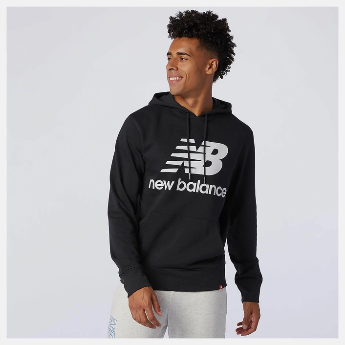 New Balance ESSENTIALS STACKED LOGO PO HOODIE BLACK