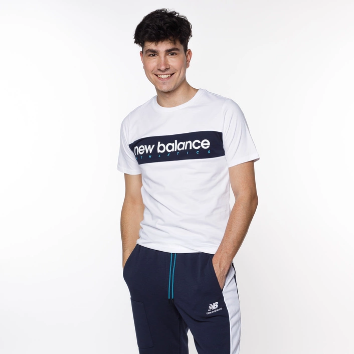 New Balance ATHLETICS LINEAR TEE ECL WHITE