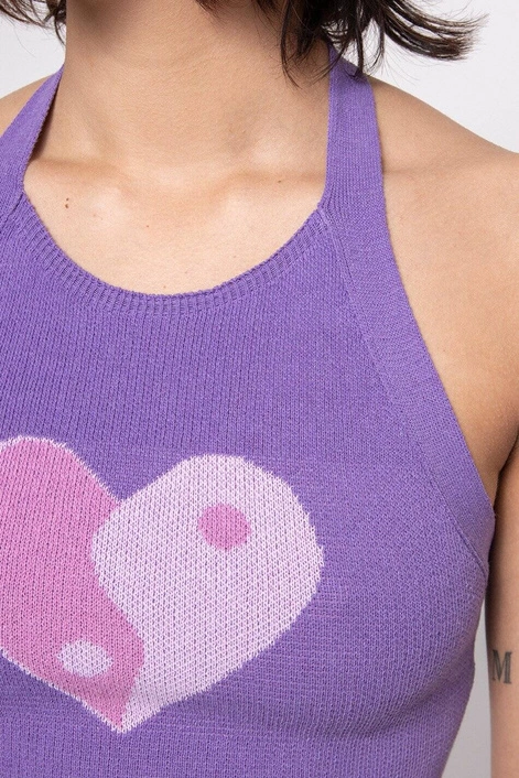 Kaotiko Purple Yin Yang Heart Top
