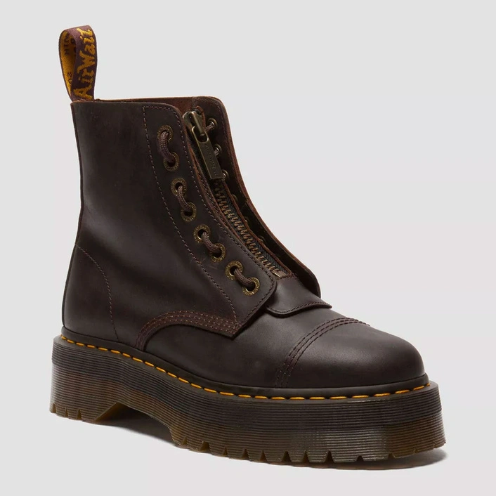 Dr. Martens glany na platformie Sinclair Crazy Horse ciemnobrązowe 40910200
