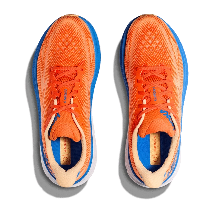 Hoka MEN'S CLIFTON 9 VIBRANT ORANGE/IMPALA