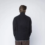 Champion C LOGO HALF ZIP-UP VELOUR SWEATSHIRT BLACK