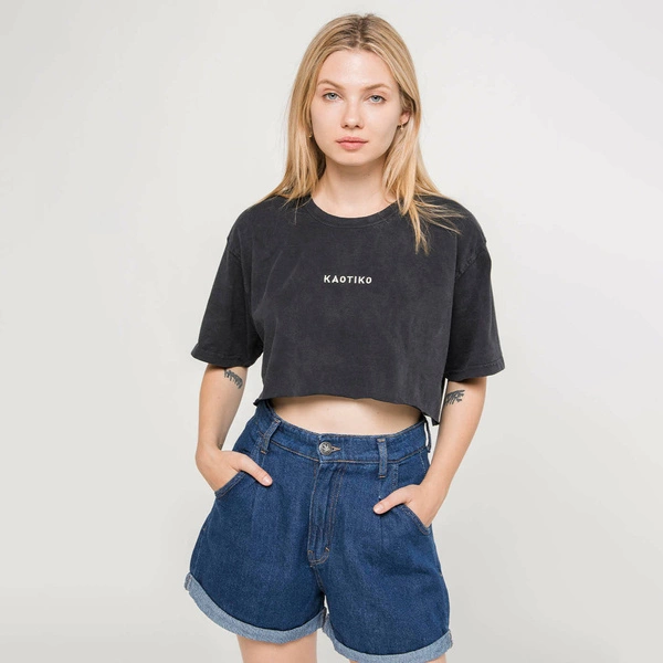 Kaotiko CROP TOP WASHED BLACK