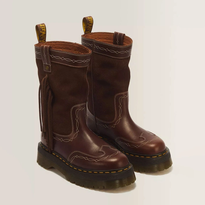 Dr. Martens kowbojki na platformie Quad Mid Desert Rodeo ciemnobrązowe 43175200