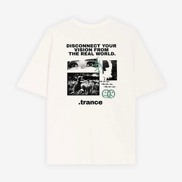 Kaotiko Disconnected Your Vision Organic Cotton Ivory T-shirt AR041-01S-G002