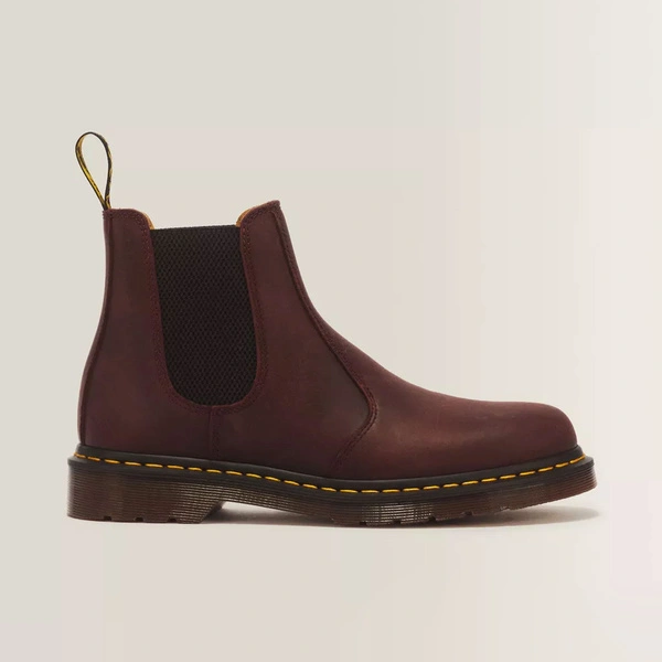 Dr. Martens sztyblety Chelsea 2976 Yellow Stitch Crazy Horse wiśniowe 27486600