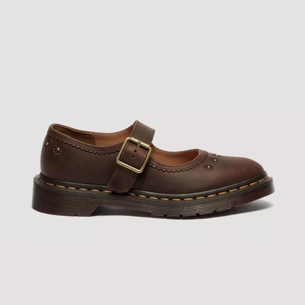 Dr. Martens półbuty Mary Jane Flower Crazy Horse ciemnobrązowe damskie 42391200