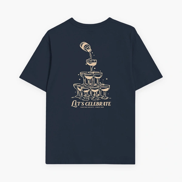Kaotiko Let's Celebrate Navy T-Shirt AR020-01-G002