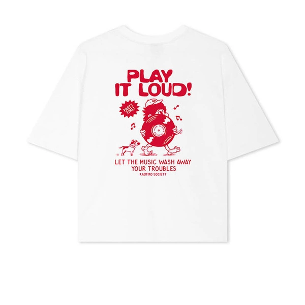 Kaotiko T-shirt Camiseta Play It Loud Organic Cotton White AR047-01S-G002