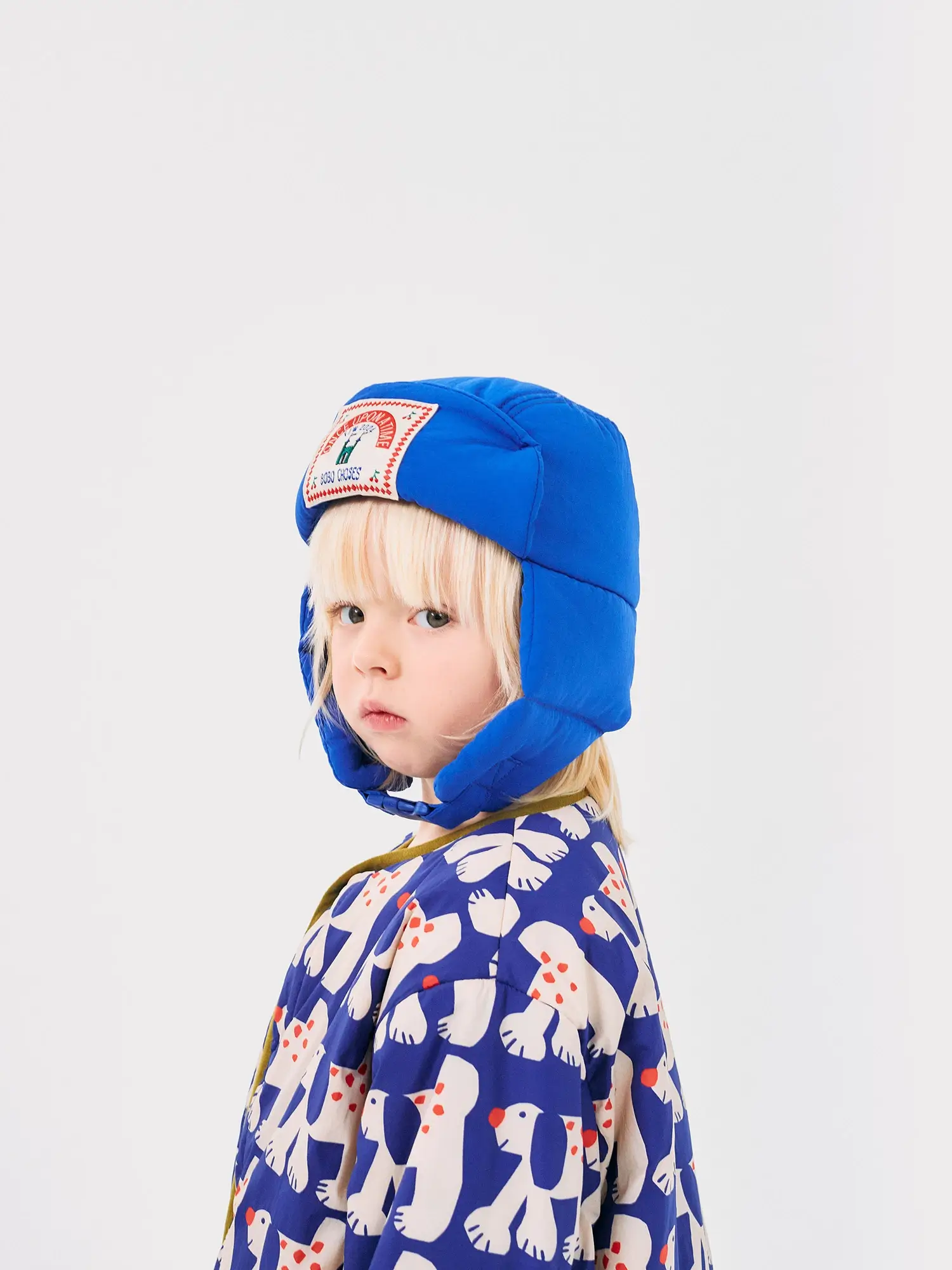 BOBO CHOSES PIKOWANA CZAPKA USZATKA PADDED BLUE CHAPKA