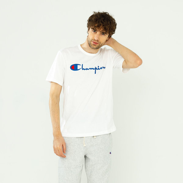 Champion Reverse Weave Script Logo Crewneck T-Shirt White