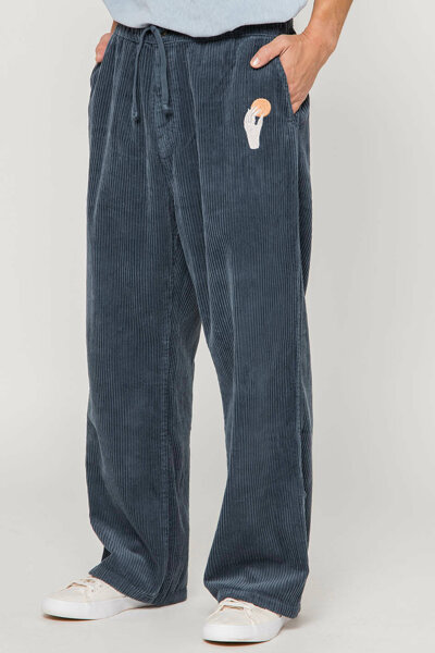 Kaotiko Bluish-Grey Corduroy Casual Trousers