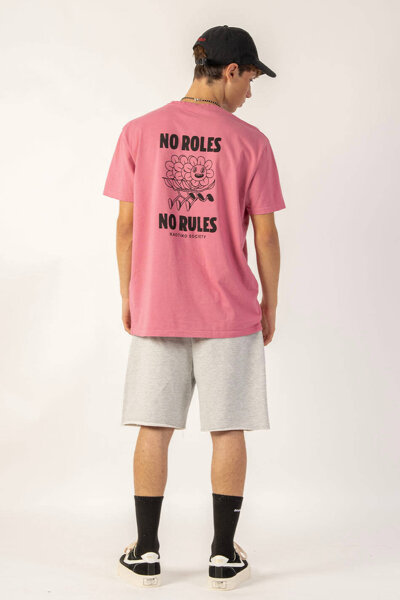 Kaotiko Flamingo Pink No Roles Flower Washed T-Shirt