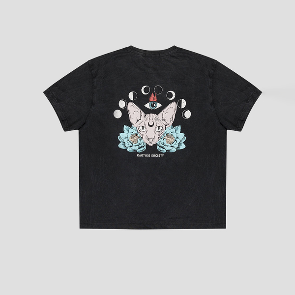 Kaotiko Moon Sphynx Washed T-Shirt Black