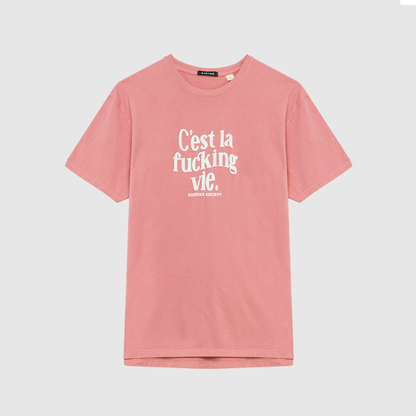 Kaotiko Pink Washed C'est La Vie T-Shirt