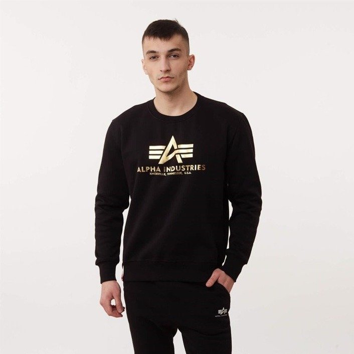 Alpha Industries Basic Sweater Foil Print Black/Yellow Gold