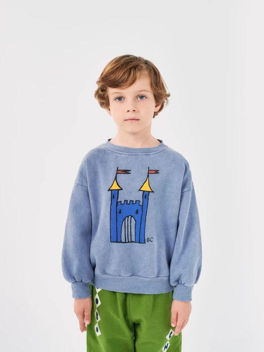 BOBO CHOSES BLUZA NIEBIESKA BAWEŁNA ORGANICZNA FARAWAY CASTLE