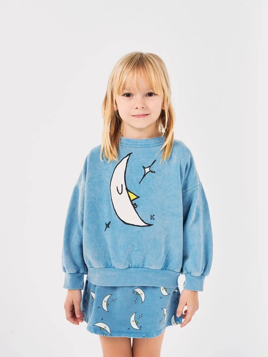 BOBO CHOSES NIEBIESKA BLUZA BAWEŁNA ORGANICZNA BENEATH THE MOON SWEATSHIRT