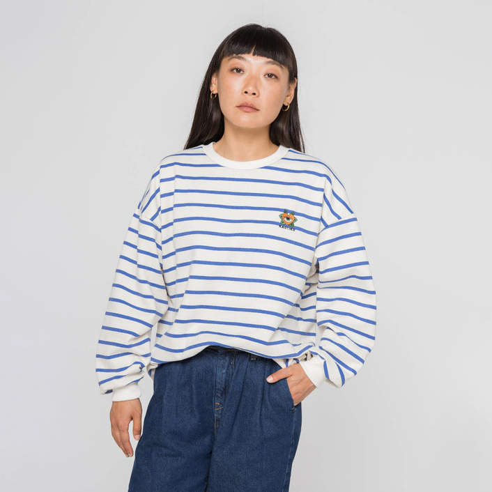 Kaotiko Blue Heart Stripes Sweatshirt