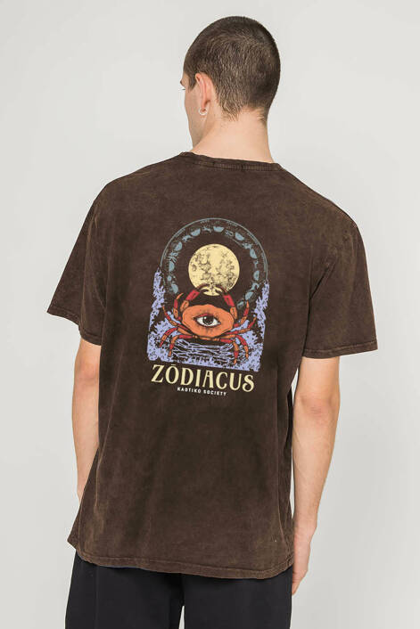 Kaotiko Brown Zodiacus Washed T-shirt