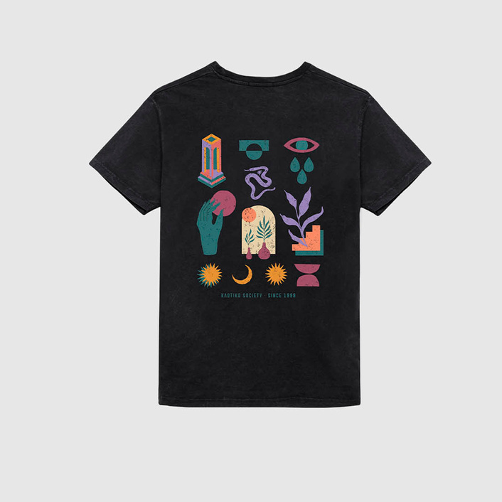 Kaotiko M/C WASHED MINIMAL BLACK T-SHIRT