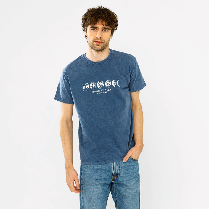 Kaotiko M/C WASHED MOON PHASES T-shirt INDIGO