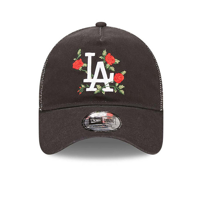 New Era LA Dodgers Flower Black 9FORTY A-Frame Trucker Cap