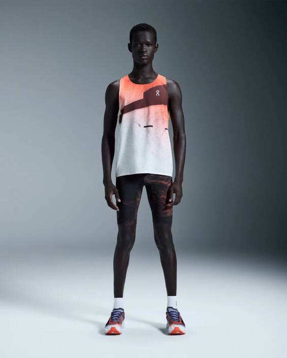 On Running RACE SINGLET Flame-White 1ME10011204