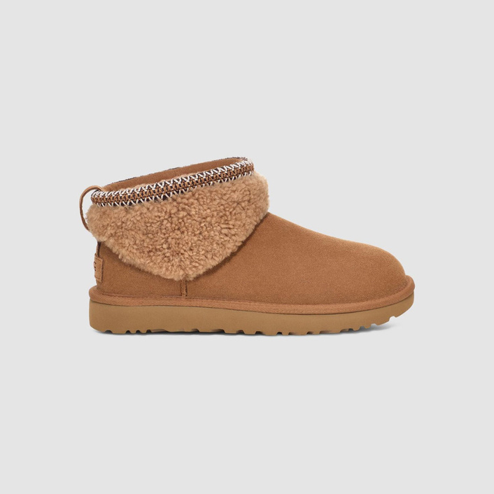 UGG W CLASSIC ULTRA MINI CURLY BOOT CHESTNUT