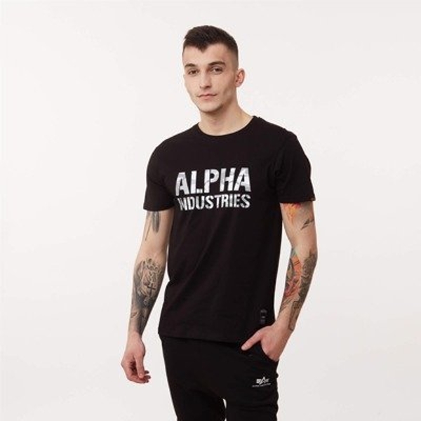 Alpha Industries CAMO PRINT T-SHIRT BLACK/WHITE