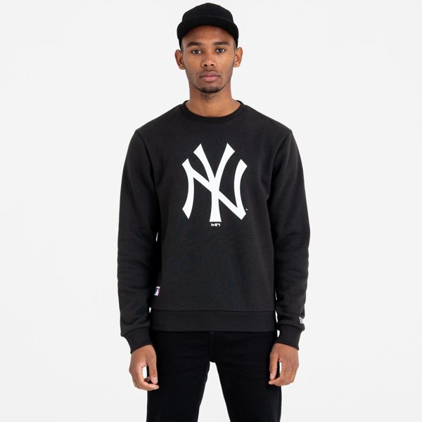 NEW ERA New York Yankees Team Logo Black Crew Neck Sweatshirt