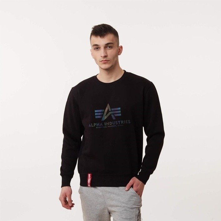 Alpha Industries Basic Sweater Rainbow Reflective Print BLACK