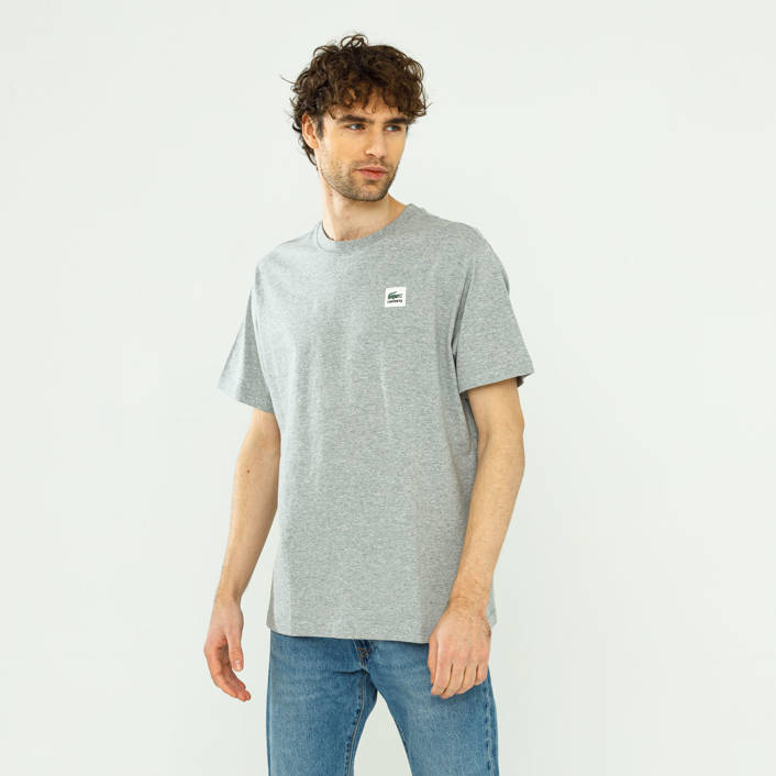 Lacoste LIVE  Unisex Patch Cotton T-shirt Grey